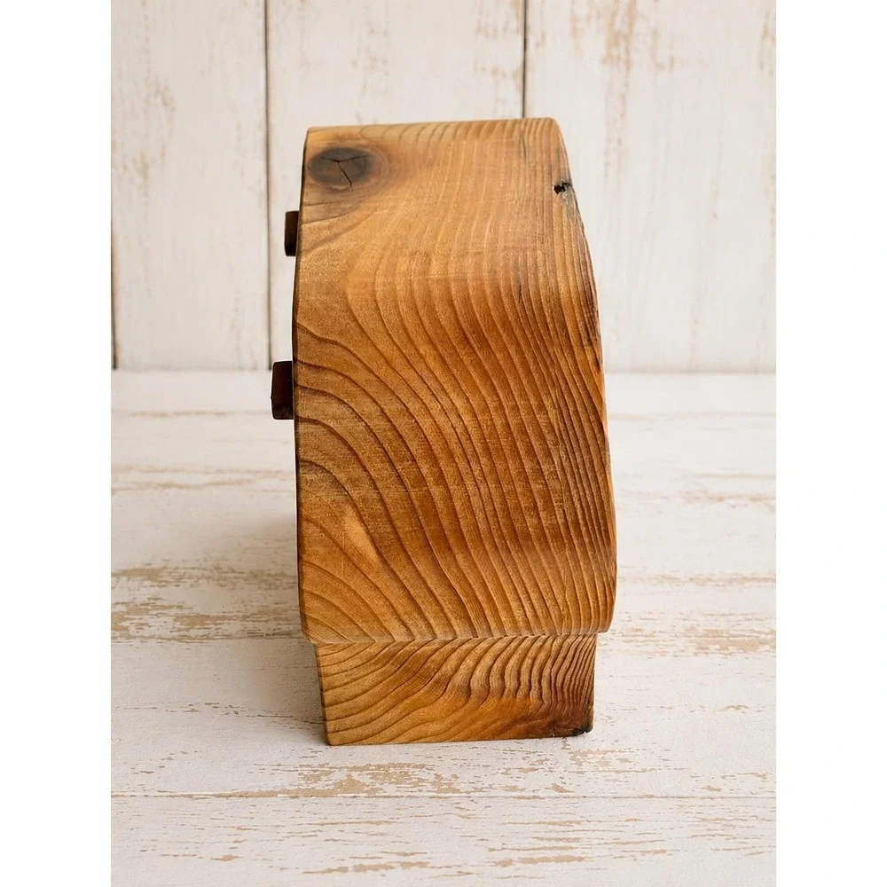 Vintage Tsunami Wooden Bandsaw Jewelry Box Wave Design Handmade Artisan 9
